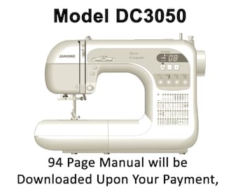 DC3050 Janome  Instruction Manual Original Sewing Machine in a PDF File Instant Download 42 Pages