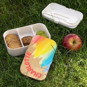 Personalized Rainbow Bento Box/Stylish-Sustainable Lunch Container,Custom Name,Perfect for School,Work,Picnics,Eco Friendly ,Gift for her