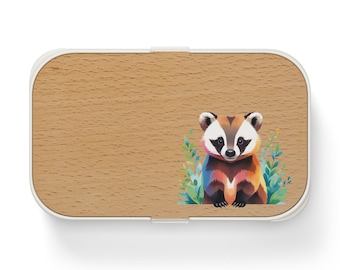 Cute Badger Bento Lunch Box,Fun Meal Prep Container,Kids Lunch Necessity,Badge Lover Gift, Eco-Friendly Snack Box,Gift for her, Gift for him