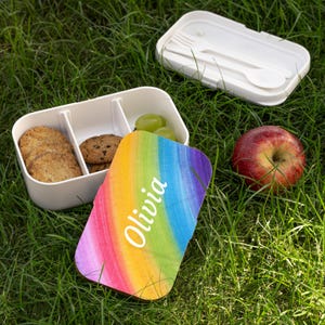Personalized Rainbow Bento Box/Stylish-Sustainable Lunch Container,Custom Name,Perfect for School,Work,Picnics,Eco Friendly ,Gift for her