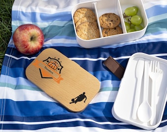Personalized Basketball Bento Box for Kids with Name,Custom Boys Lunch Box with Wooden Lid,Sports Theme School Gift,Engraved Bento Box,named