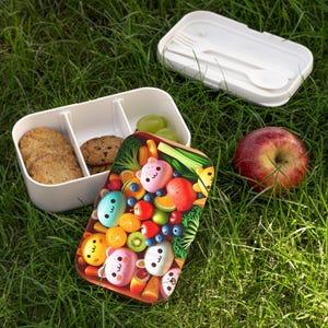 Kawaii Cat Bento Box: Japanese-Style Lunchbox with Wood Lid