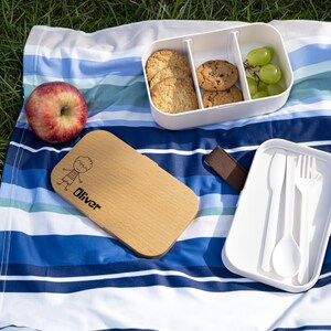 Personalized Bento Lunch Box: Eco-Friendly Silicone & Wood, School Lunch Organizer