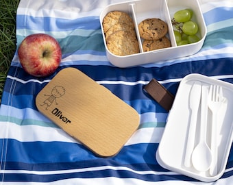 Personalized Bento Box for Kids with Name ,Custom Kids Lunch Box with Wooden Lid,Gift for Boys,BPA Free,Children's Meal Container