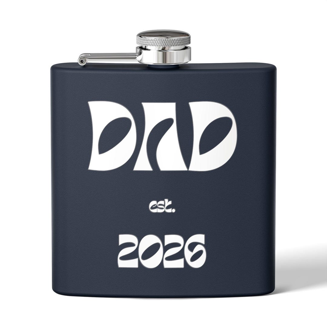 Dad Est 2026 / 2025 Flask, Personalized Gift for New Dad, Father's Day ...