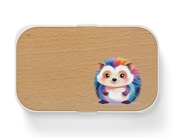 Cute Hedgehog Lunch Box for Kids – Woodland Animal Bento Box, Personalized Name Snack Box, Durable School Lunchbox Gift