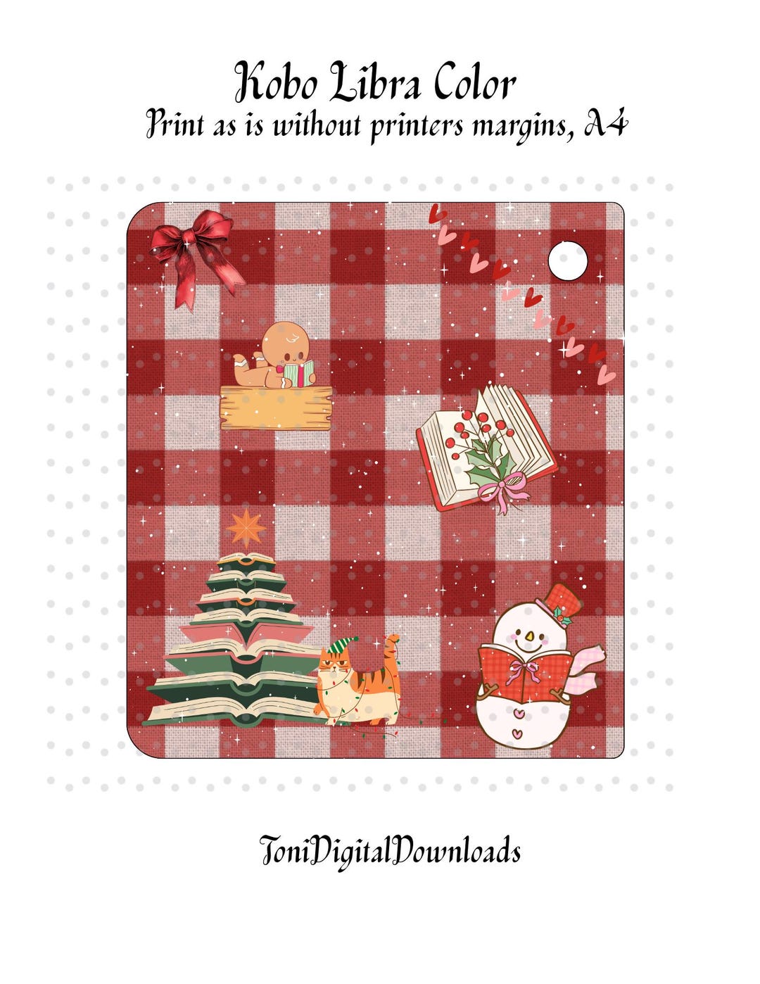 Christmas Themed Kobo Libra Color Ereader Insert To Print Etsy
