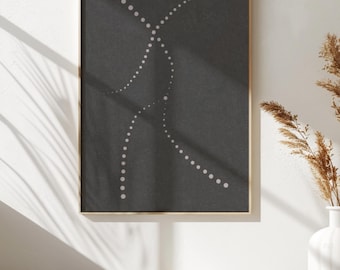 Minimalist Dot Line Art Print, Black and White Poster (Digital Download)