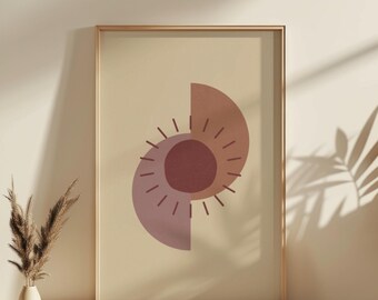 Estampado abstracto de sol, decoración minimalista moderna (impresión digital)