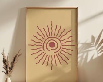 Boho Sun Printable Wall Art, Abstract Neutral Decor (Digital Download)
