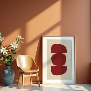 Abstract Red Geometric Wall Art Print, Modern Minimalist Decor (digital ...