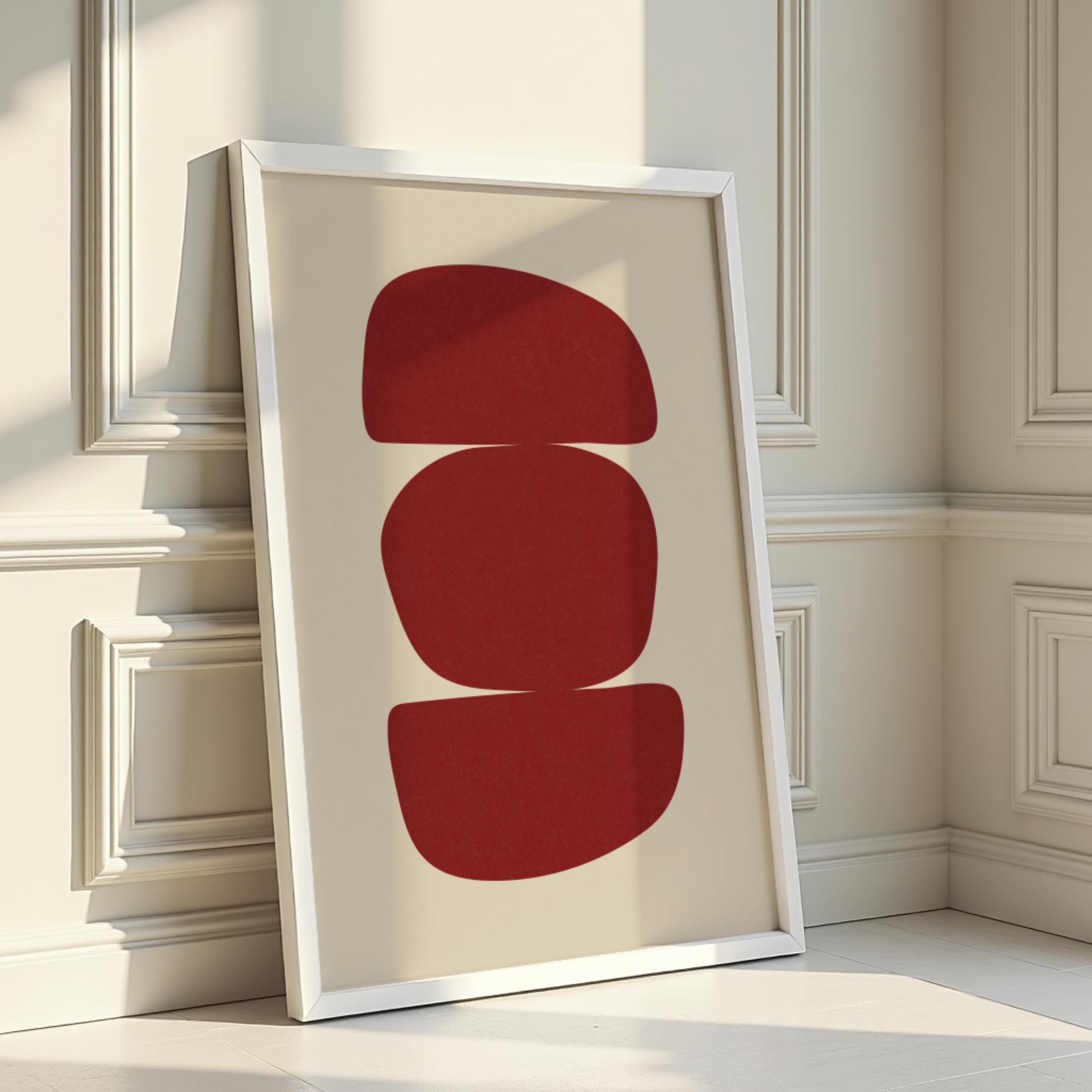 Abstract Red Geometric Wall Art Print, Modern Minimalist Decor (digital ...
