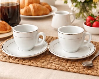 Arklow Pottery Green and Gold Leaf Espresso Cups & Saucers 14pc