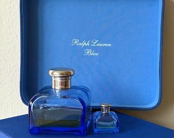 Vintage 2003 Collectible Discontinued Ralph Lauren Eau de Toilette Bottles, 4.2 oz & Miniature + Gift Box Decorative Collector Purposes Only