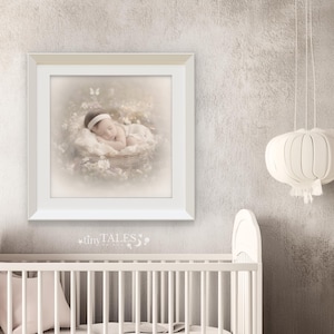 Bienvenida Niña – Impresión digital para habitación infantil / Arte mural de cuento de hadas pastel para recién nacidas / Descarga instantánea