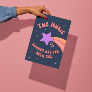 The Music Sounds Better With You Poster | 90s House Music Wall Art | Stardust Digital Print | Ibiza Dance Music Download | Rave Decor