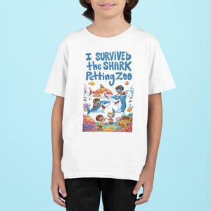 Funny Kids T Shirt, Cute Ocean Animal Cartoon Tee For Boys And Girls, Summer Shark Graphic Toddler Shirt