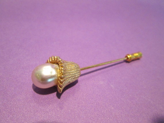 Vintage Faux Pearl Ladies Lapel Stickpin and Pend… - image 5