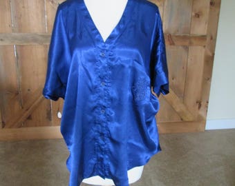 Vintage Royal Blue Pajamas by Nicole, Sz Medium