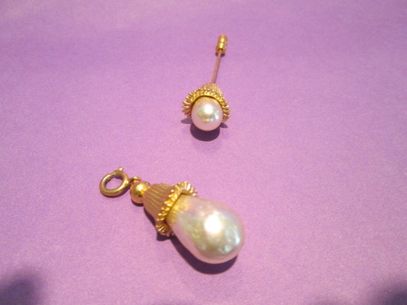 Vintage Faux Pearl Ladies Lapel Stickpin and Pend… - image 2