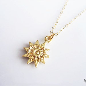 Gold Sun Necklace, Gold Fill Necklace, Sunburst Necklace, Sunshine Necklace, Celestial Necklace, Minimalist, Dainty Necklace, Sun Pendant