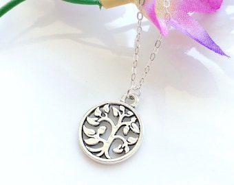 Family Tree Necklace, Silver Tree Necklace, Sterling Silver, Tree Of Life Necklace, Tree Of Life Pendant, Gift For Mom, Gift For Grandma