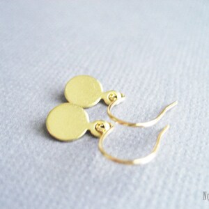 Tiny Brass Disc Earrings, Simple Gold Earrings, Tiny Drop Earrings, Gold Coin Earrings, Gold Disk Earrings, Everyday, Dainty, Minimal, Cute image 3