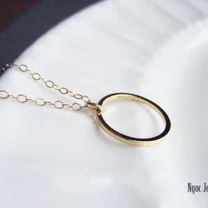 Gold Circle Necklace, Simple Gold Ring Necklace, Eternity Necklace, Everyday, Dainty Gold Necklace, Minimalist, Geometric, Jewelry Gift