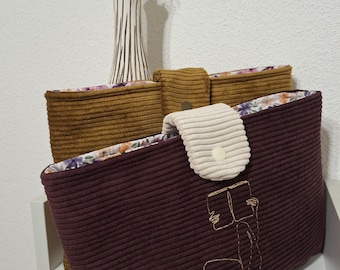 Buchtasche, Buchhülle, Cord, Büchertasche, Geschenk Leseratten