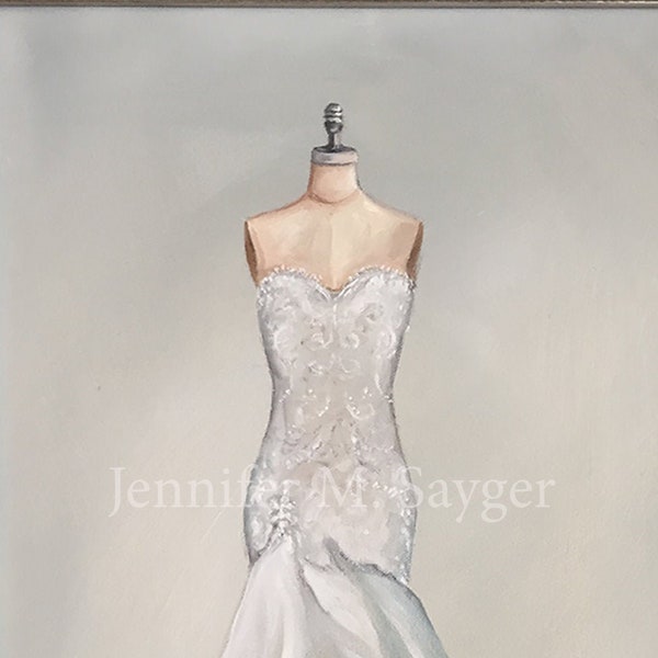 Wedding Dress Original Painting • Wedding Art • Bridesmaid Dress Art • Custom Oil Painting • Made To Order