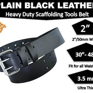 Heavy Duty Leather Tool Belt – 2&#39;&#39; Black Professional Builder & Scaffolding Work Belt