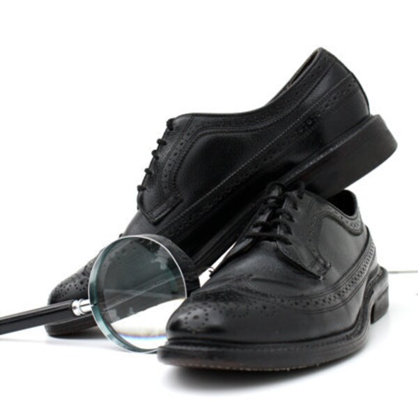 Vintage Mens DEXTER Black Leather Wingtip Dress Shoe Size 8.5 D