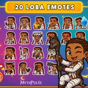 20 Loba Apex Legends Chibi Twitch Emotes Pack | Discord & YouTube PNG | Instant‑Download Streamer Bundle | Cute Gamer Girl Emoji