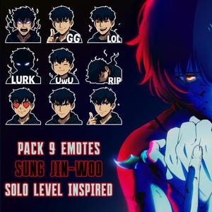 9 solo-emotes: Sung Jin-Woo Anime Twitch/Discord Emoji Pack