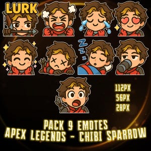 8 Apex Legends Cute Chibi Emotes – Sparrow Character Pack for Twitch & Discord