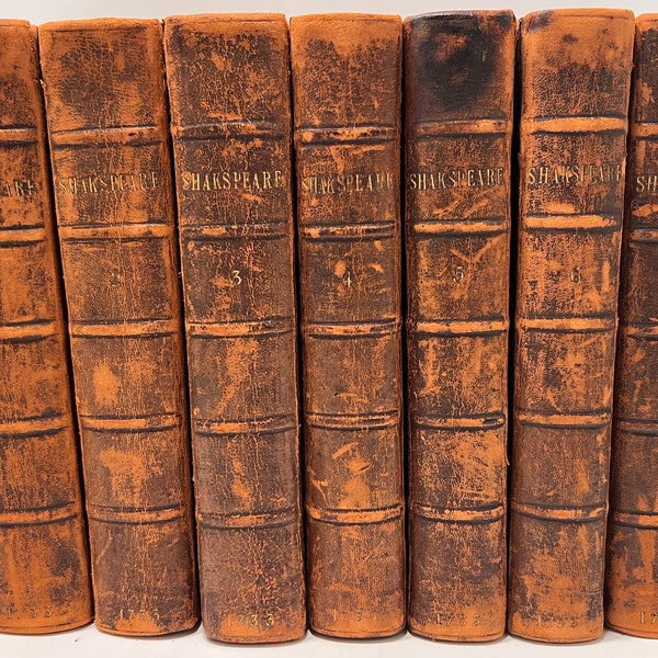 1733 Rare Shakespeare Antiquarian 7 Volume Set Collectible