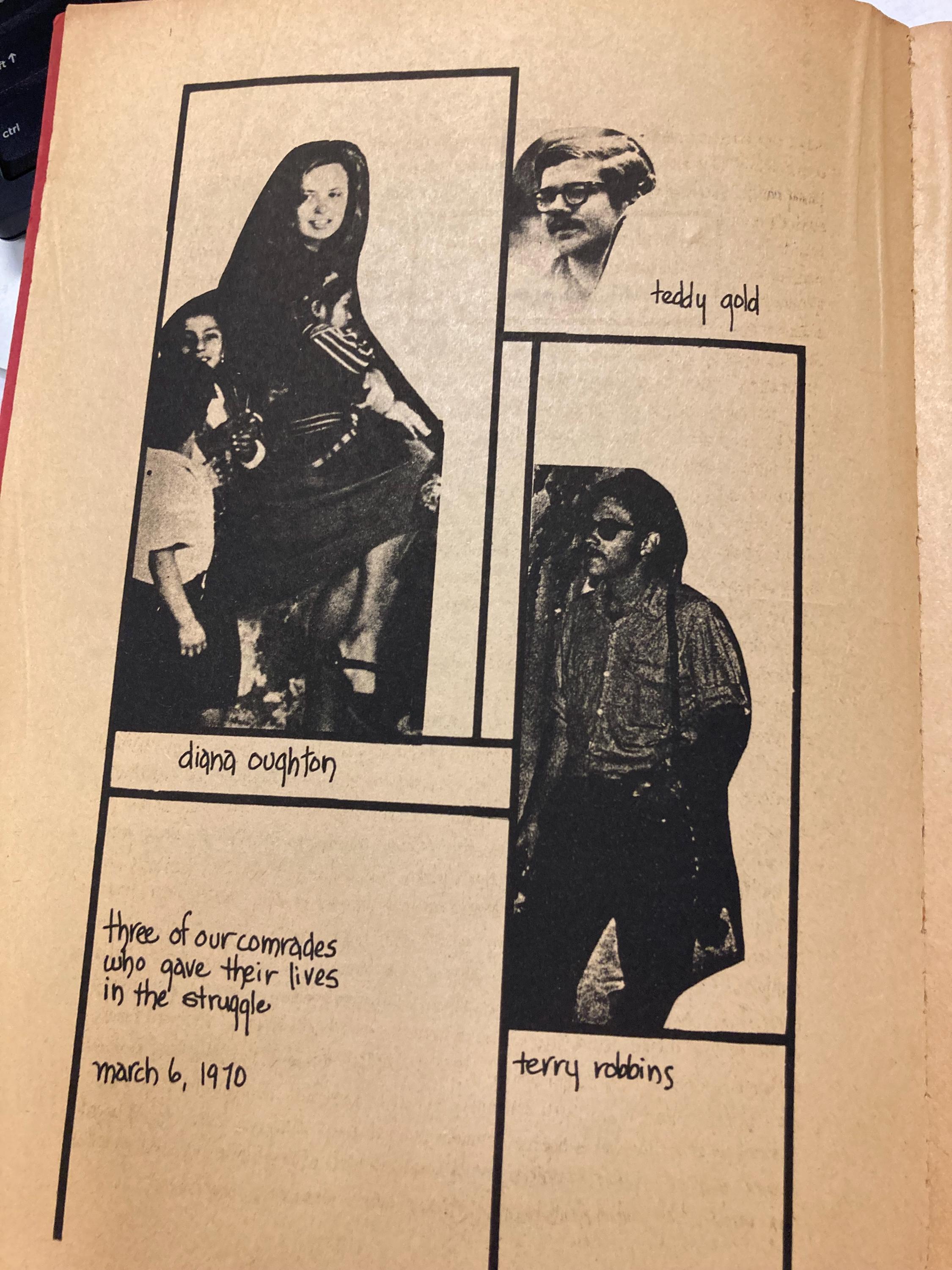 ウェザー・アンダーグラウンド1974年の極めて珍しいパンフレット