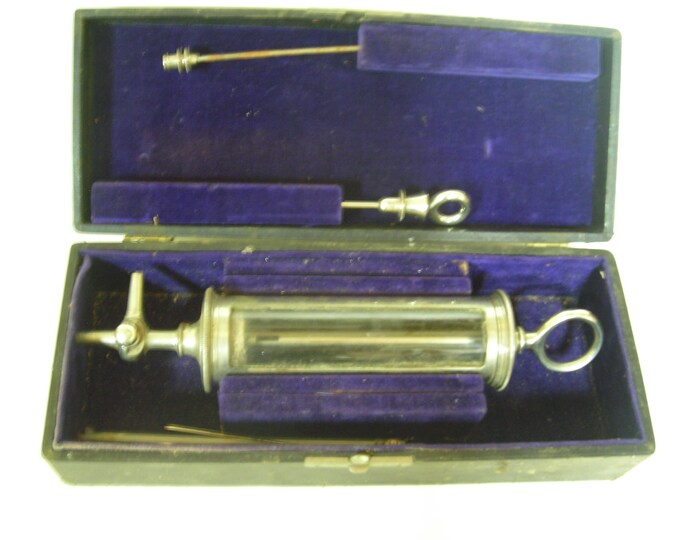 Antique Medical Syringe With Velvet Lined Box Etsy