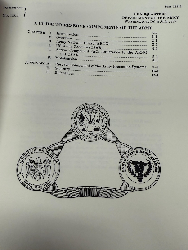 Army Reserve Components Guide, Pamphlet 135-3 - Etsy
