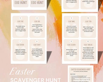 Easter Egg Scavenger Hunt Printable – Fun Easter Game for Kids | Instant Download PDF | Easter Activity Clues | Fully Editable in Canva