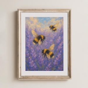 Cottage Garden Blumendruck, Hummel Malerei, Wildblumen Dekor, englische Landschaft Kunstwerk, Natur inspirierte Wandkunst