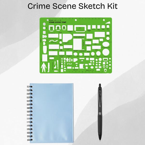 Crime Scene Sketch Kit – Forensic Science Tool Set with Template