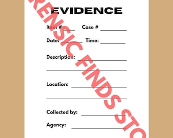 Printable Crime Scene Evidence Label: Forensic Party Prop (Digital Download)