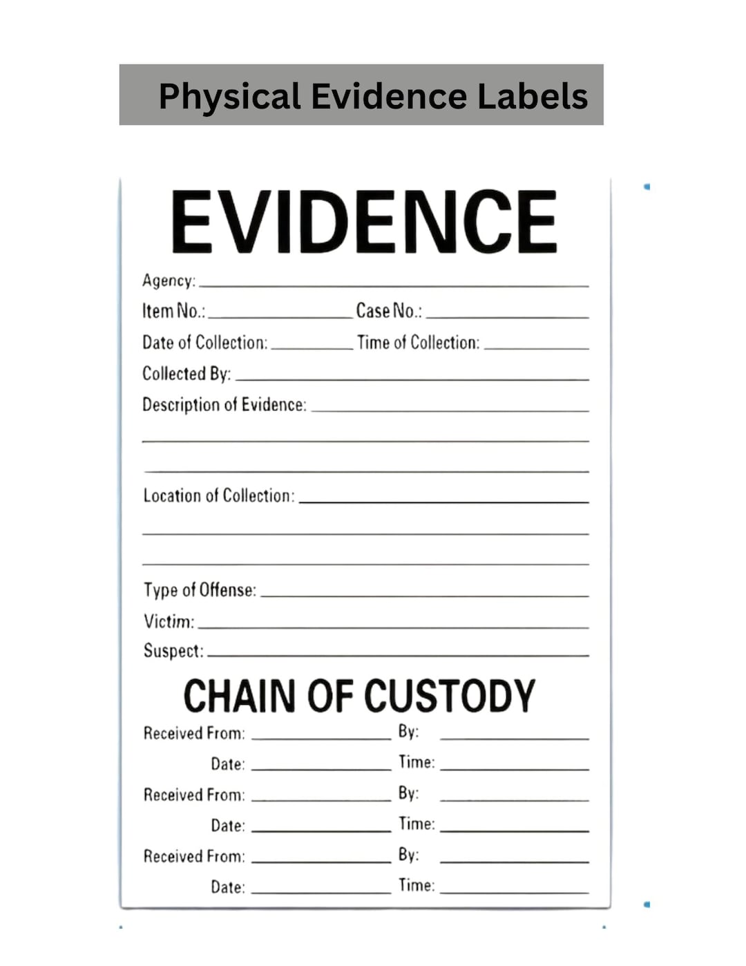 Physical Evidence Labels | Chain of Custody Stickers for Forensic ...