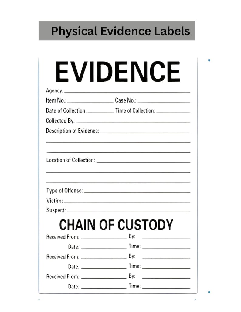 Evidence Numbers Print Physical Evidence Labels | Chain of Custody Stickers for Forensic ...