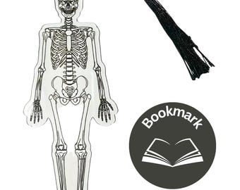 Anatomical Skeleton Bookmark with Black Tassel – Spooky Halloween Gift