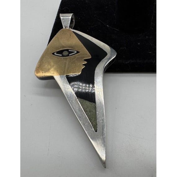 Taxco Stella Popowski Sterling Silver Mixed Metal Modernist Pendant 925