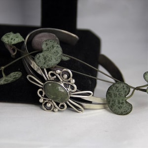 Los Ballesteros Taxco Sterling Silver Groene Steen Manchetarmband Mexico 8-8,5 inch