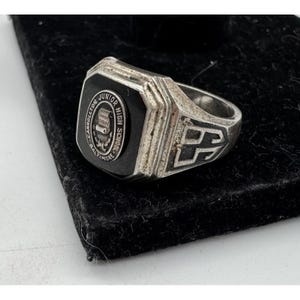 Vtg Art Deco 1959 "Carrollton Junior High School Baltimore" Class Ring Sterling