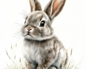 10 imágenes prediseñadas de conejos de Pascua, diarios basura, imágenes prediseñadas de conejo, imágenes prediseñadas de acuarela imprimibles, descarga digital, manualidades de papel, 10 archivos JPG de alta calidad